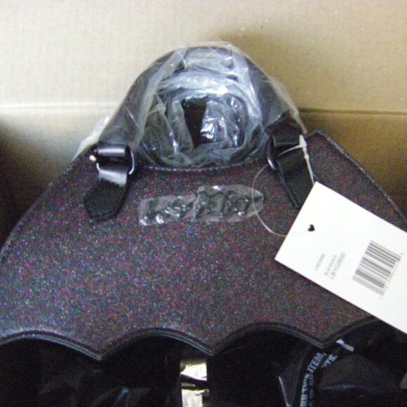 Betsey Johnson Black Glitter Bat Mini Shoulder Bag NWT - Picture 9 of 11